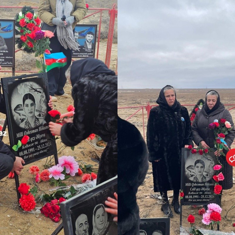 Milli Qəhrəmanların ailələri Aktauda qəza yerində - FOTOLAR